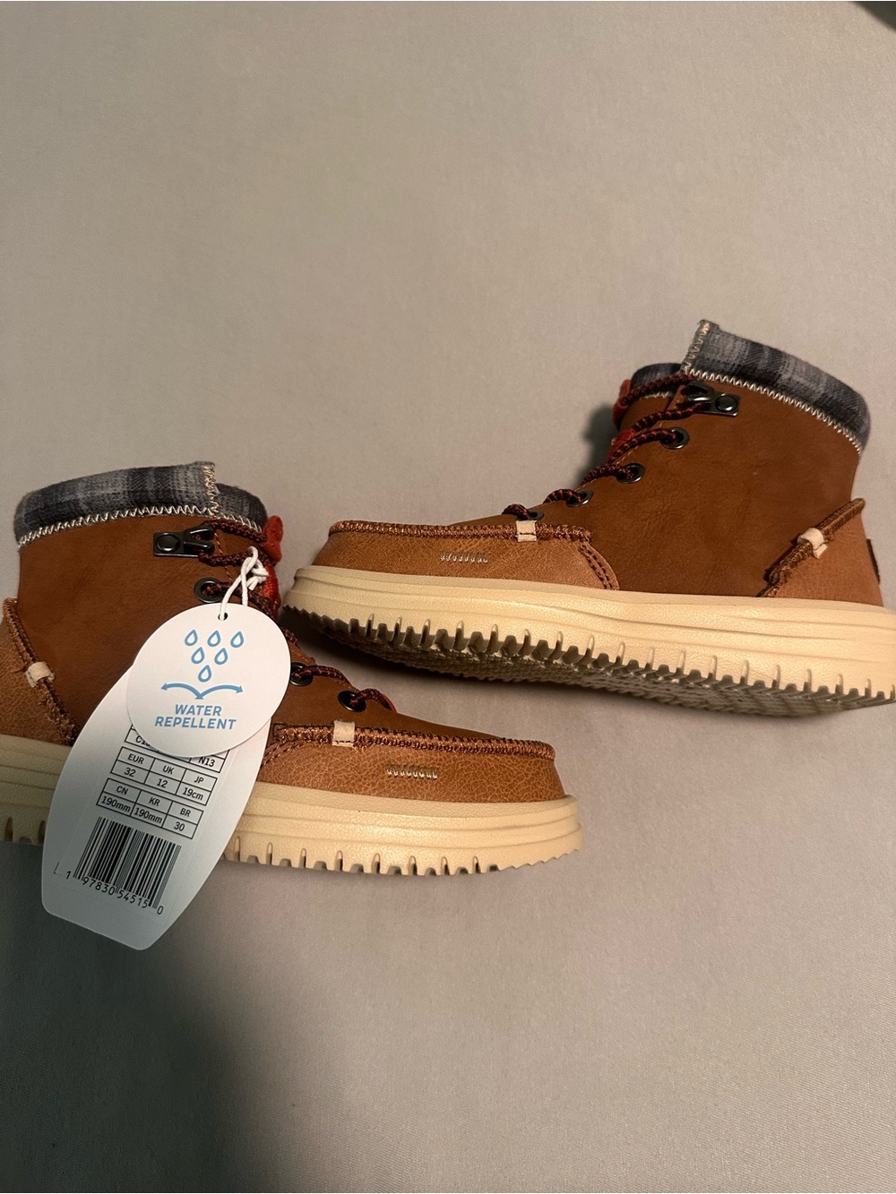 Hey Dude Kids Tan Suede Lace-Up Ankle Boots